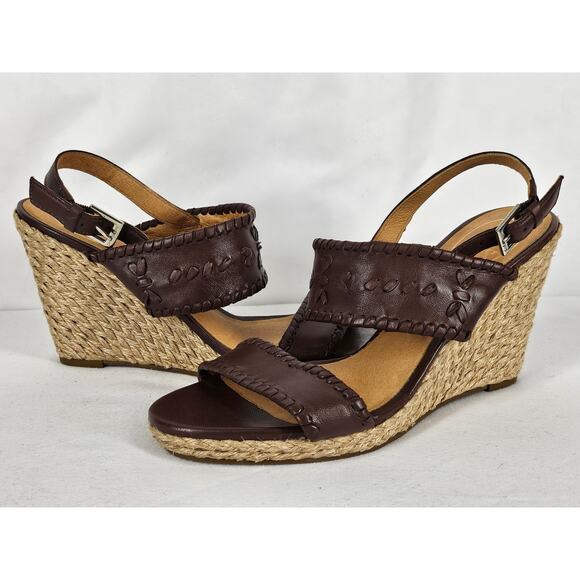 JACK ROGERS VANESSA JUTE WOMEN'S EXPRESSO BROWN LEATHER WEDGE SANDALS SIZE 9M - Picture 10 of 13